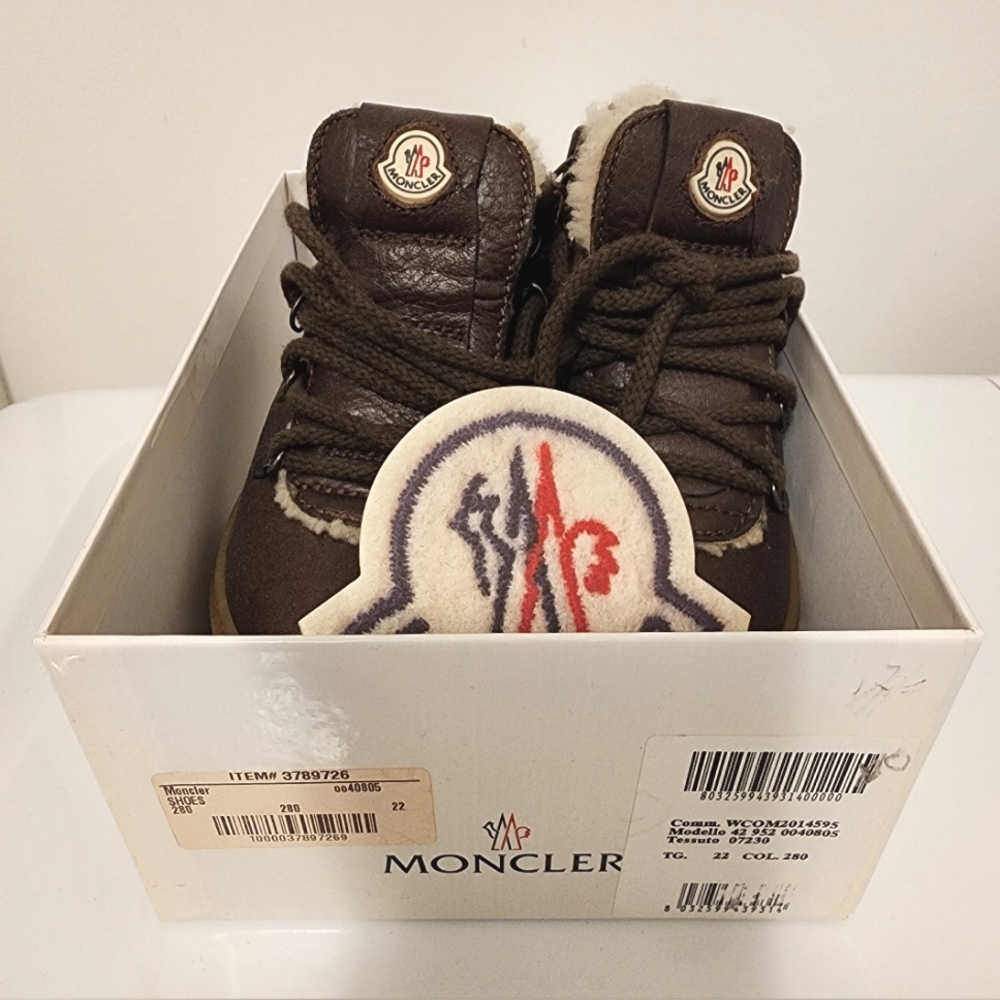 Moncler Kids Dark Brown Boots with Logo